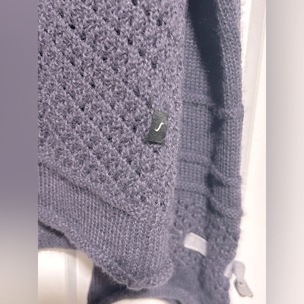 100% Baby Llama Wool Cardigan, Lavender Purple, Ribbon details, Size Large - Picture 5 of 8